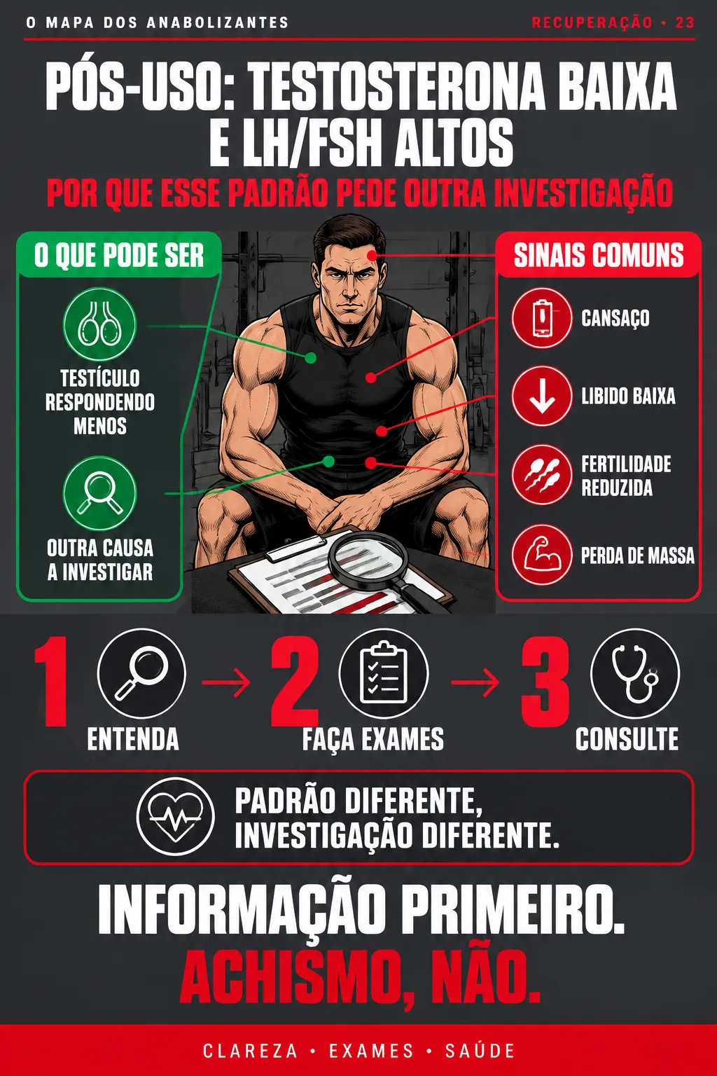 O MAPA DOS ANABOLIZANTES #23 — PÓS-USO: TESTOSTERONA BAIXA E LH/FSH ALTOS